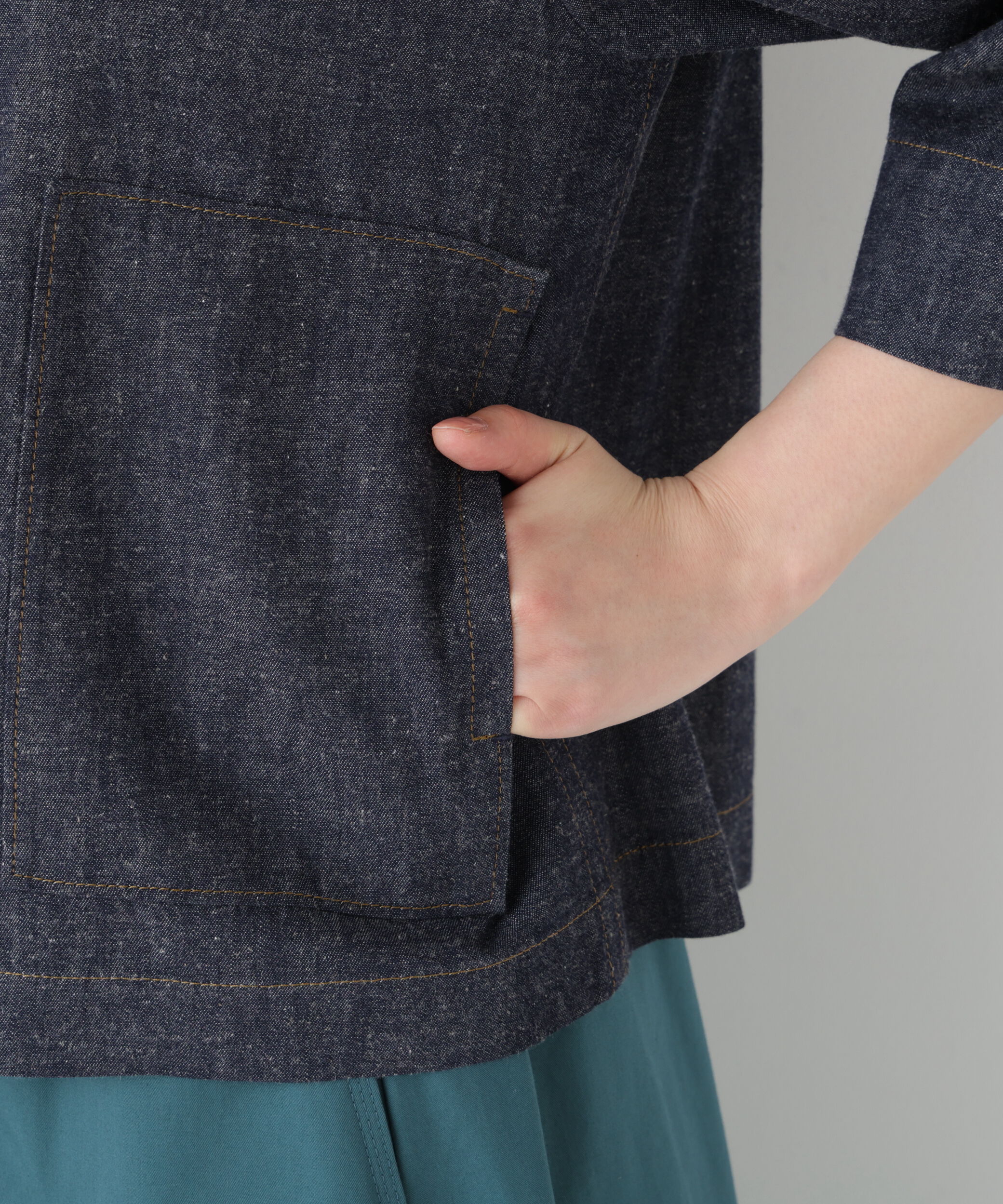  「◆綿麻ライトオンスデニムブルゾン」|ブルゾン・スタジャン|