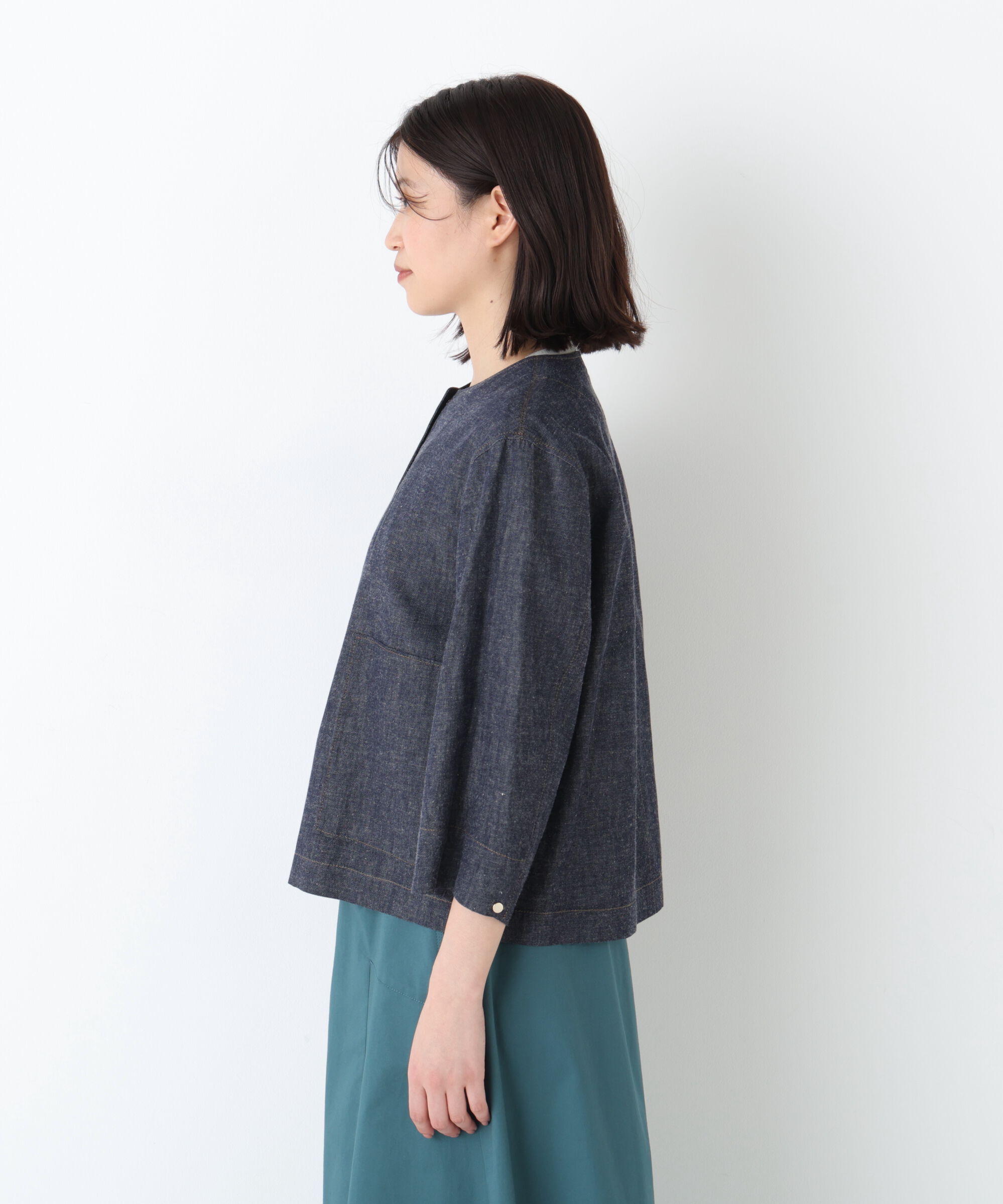  「◆綿麻ライトオンスデニムブルゾン」|ブルゾン・スタジャン|