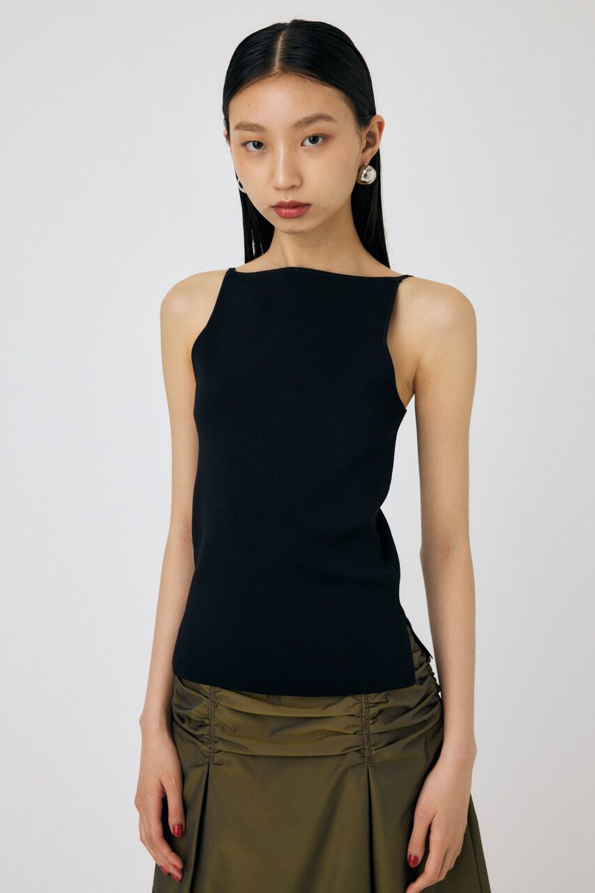 MOUSSY「SQUARE LINE ニットキャミ」|キャミソール|BLK
