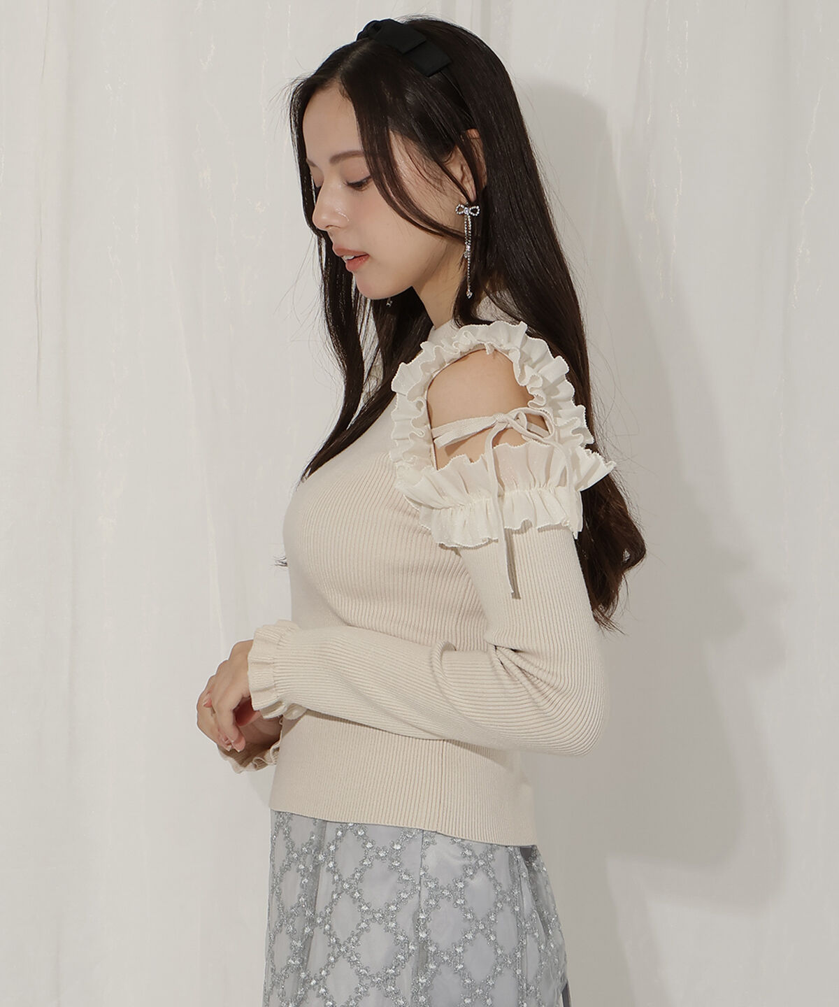 WILLSELECTION「フリルショルダーリブニット」|ニット・セーター|