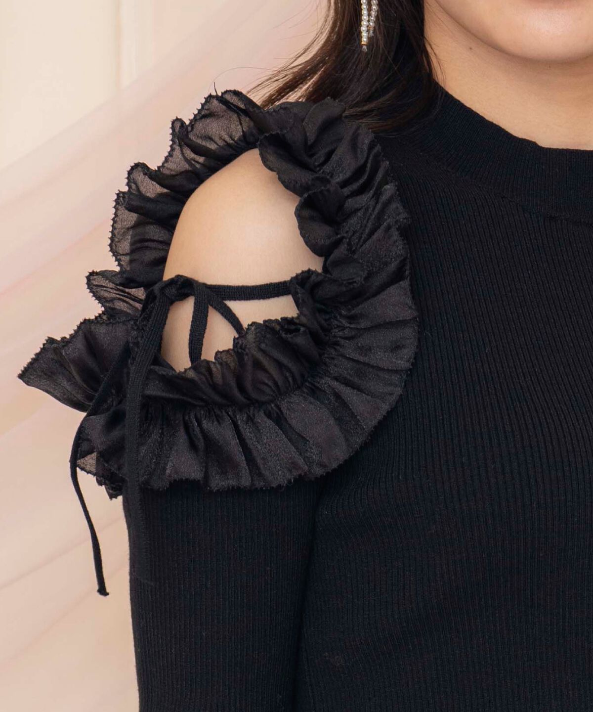 WILLSELECTION「フリルショルダーリブニット」|ニット・セーター|