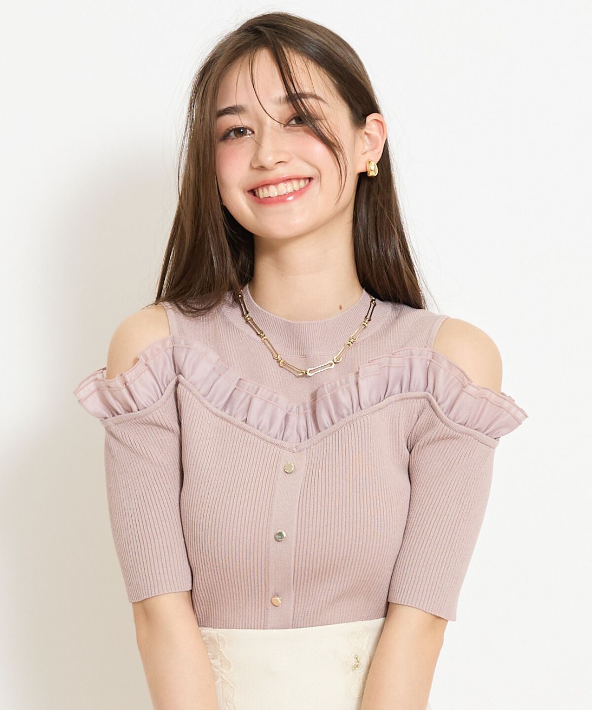 WILLSELECTION「フリルレイヤードリブニット」|ニット・セーター|