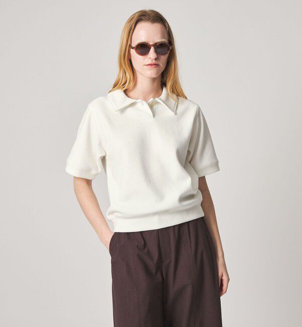 STEVEN ALAN「＜Steven Alan＞ブークレ ダンボール ワンボタン ハーフスリーブ プルオーバー」|Tシャツ・カットソー|