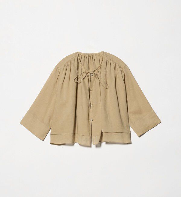 BEAUTY&YOUTH UNITED ARROWS「麻ブレンド フロントリボン ティアード シャツ ウォッシャブル」|シャツ・ブラウス|BEIGE