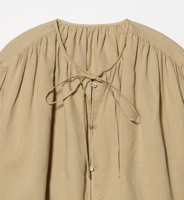 BEAUTY&YOUTH UNITED ARROWS「麻ブレンド フロントリボン ティアード シャツ ウォッシャブル」|シャツ・ブラウス|