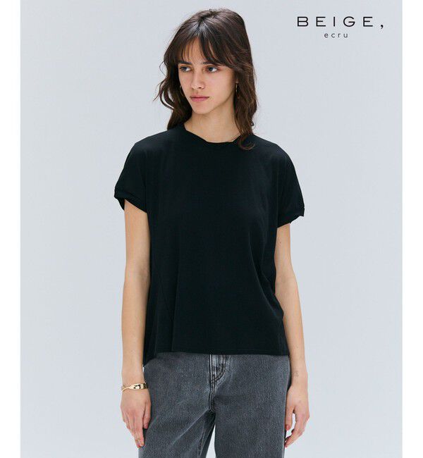 BEIGE,「【BEIGE,ecru/WEB限定・洗える】FINE DRY TOUCH / ねじりデザインコットンクルーネックTシャツ」|Tシャツ・カットソー|Black
