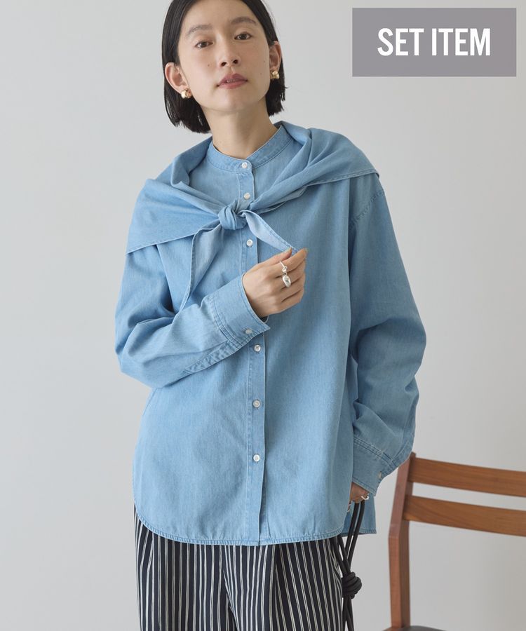 AMERICAN HOLIC「スカーフセットデニムシャツ」|シャツ・ブラウス|Light indigo