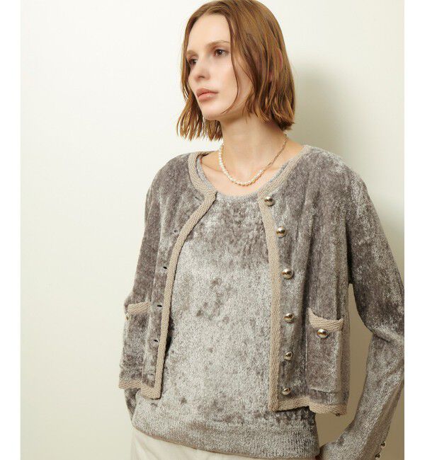allureville「ベロアニットジャケット」|カーディガン|