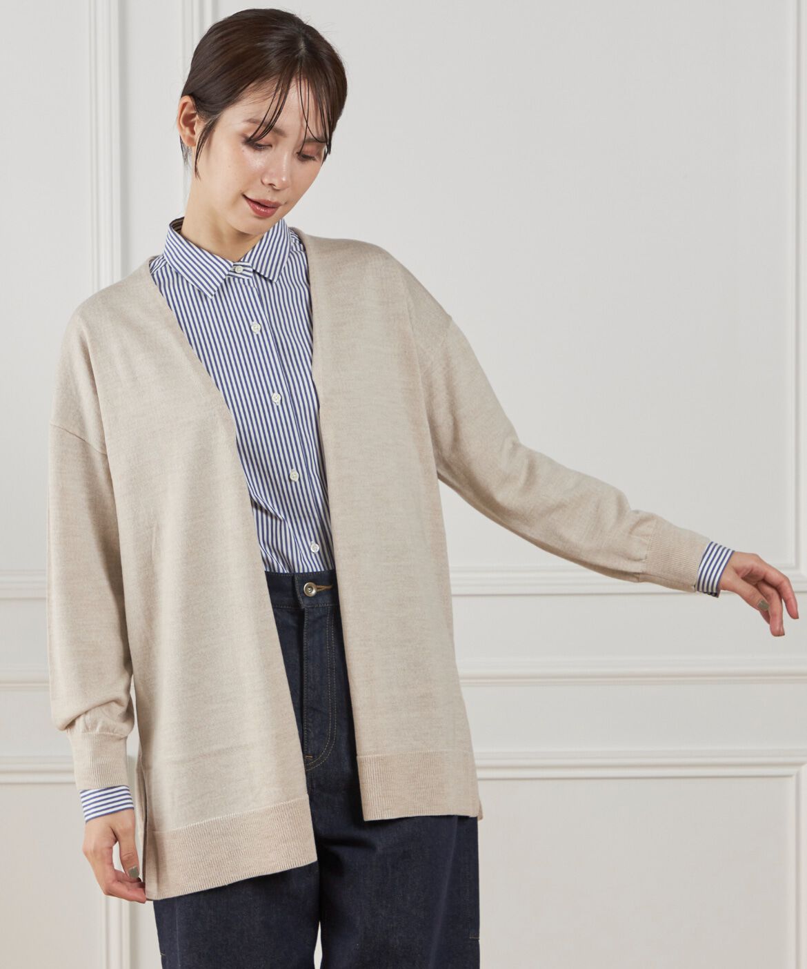 DAY by DAY it&rsquo;s international「ウォッシャブルウール着流しロングカーディガン《HARMONY》」|カーディガン|ベージュ2