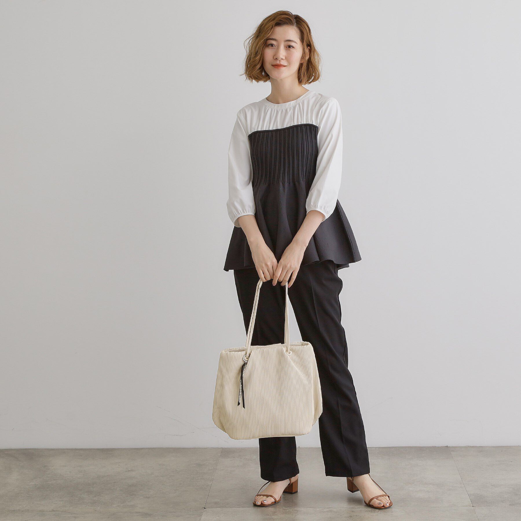 grove「プリーツハトメチャーム付きトート」|トートバッグ|