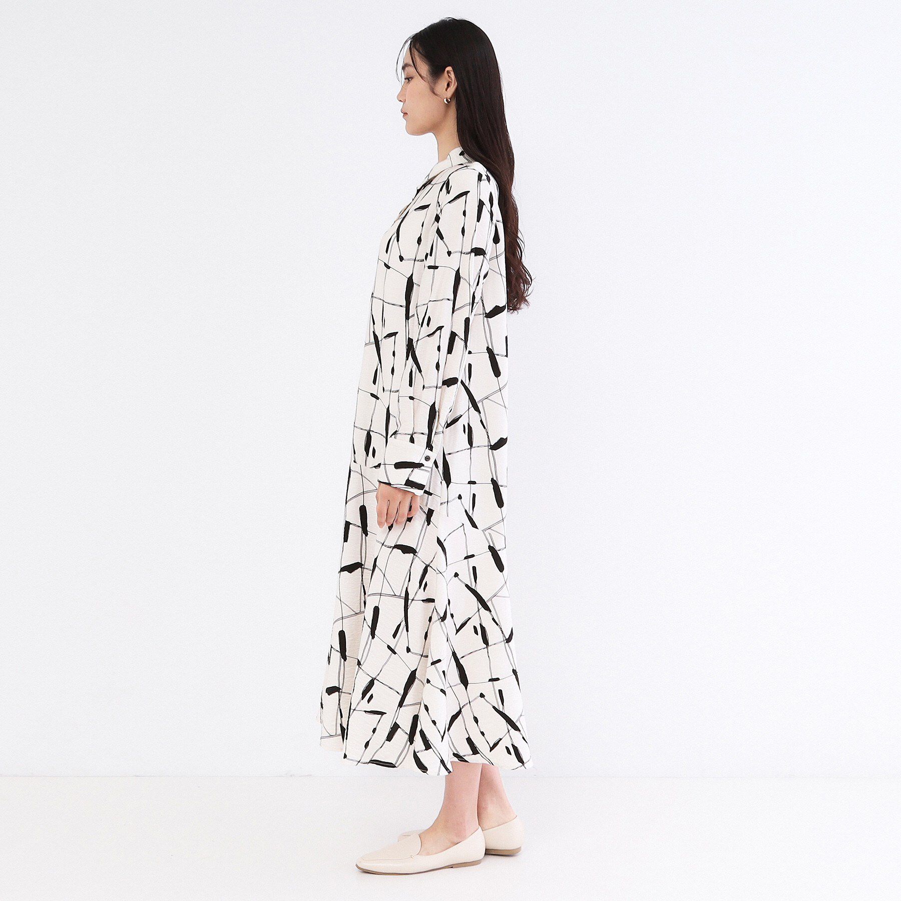 OPAQUE.CLIP「ジオメトリックプリントシャツワンピース」|ワンピース|