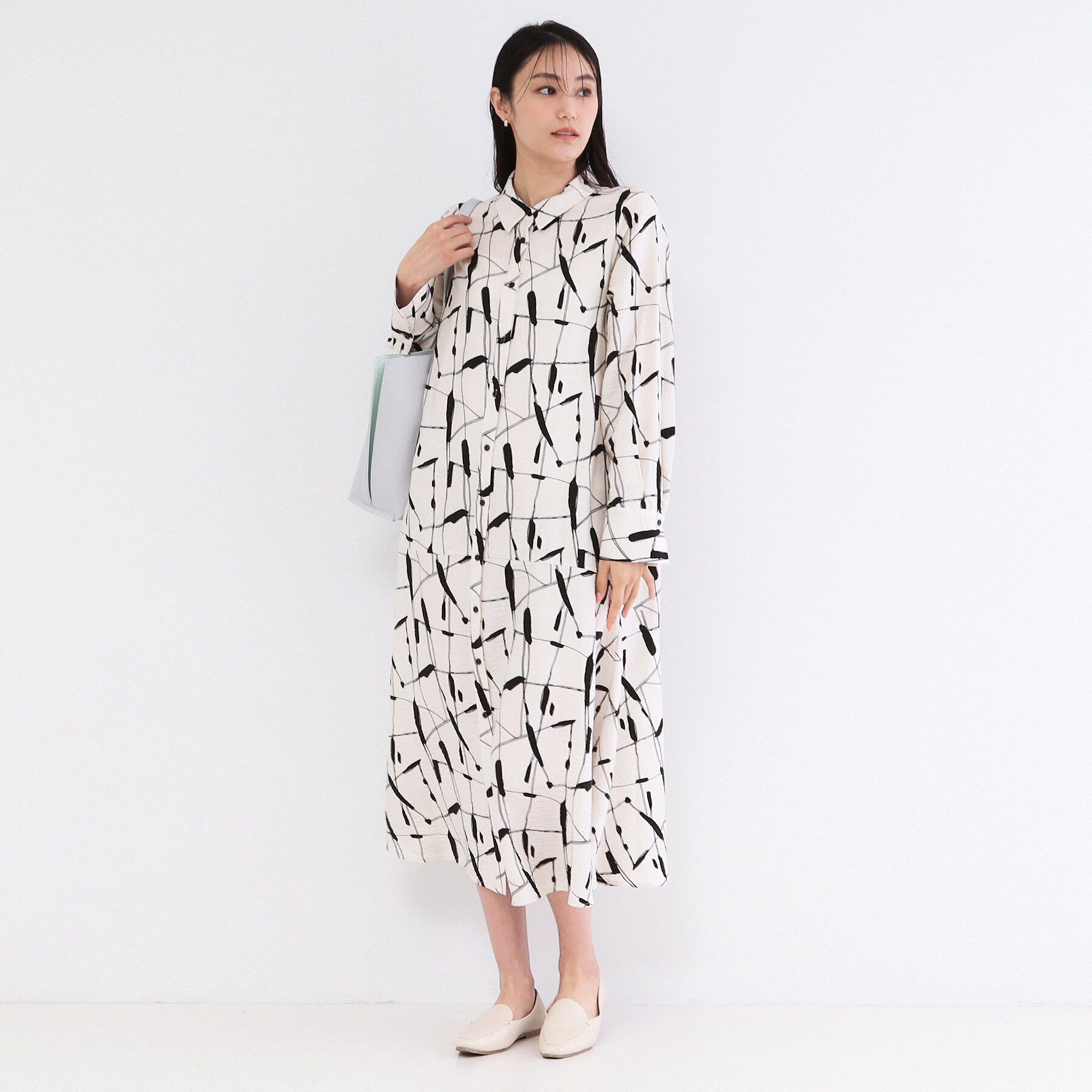 OPAQUE.CLIP「ジオメトリックプリントシャツワンピース」|ワンピース|