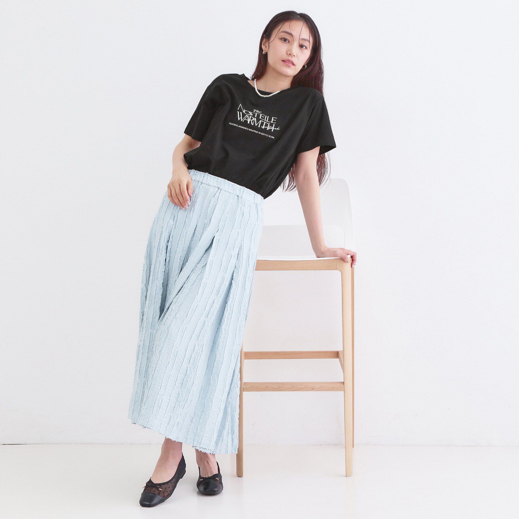 OPAQUE.CLIP「ロゴプリント＆刺繍Tシャツ【洗濯機OK】」|Tシャツ・カットソー|