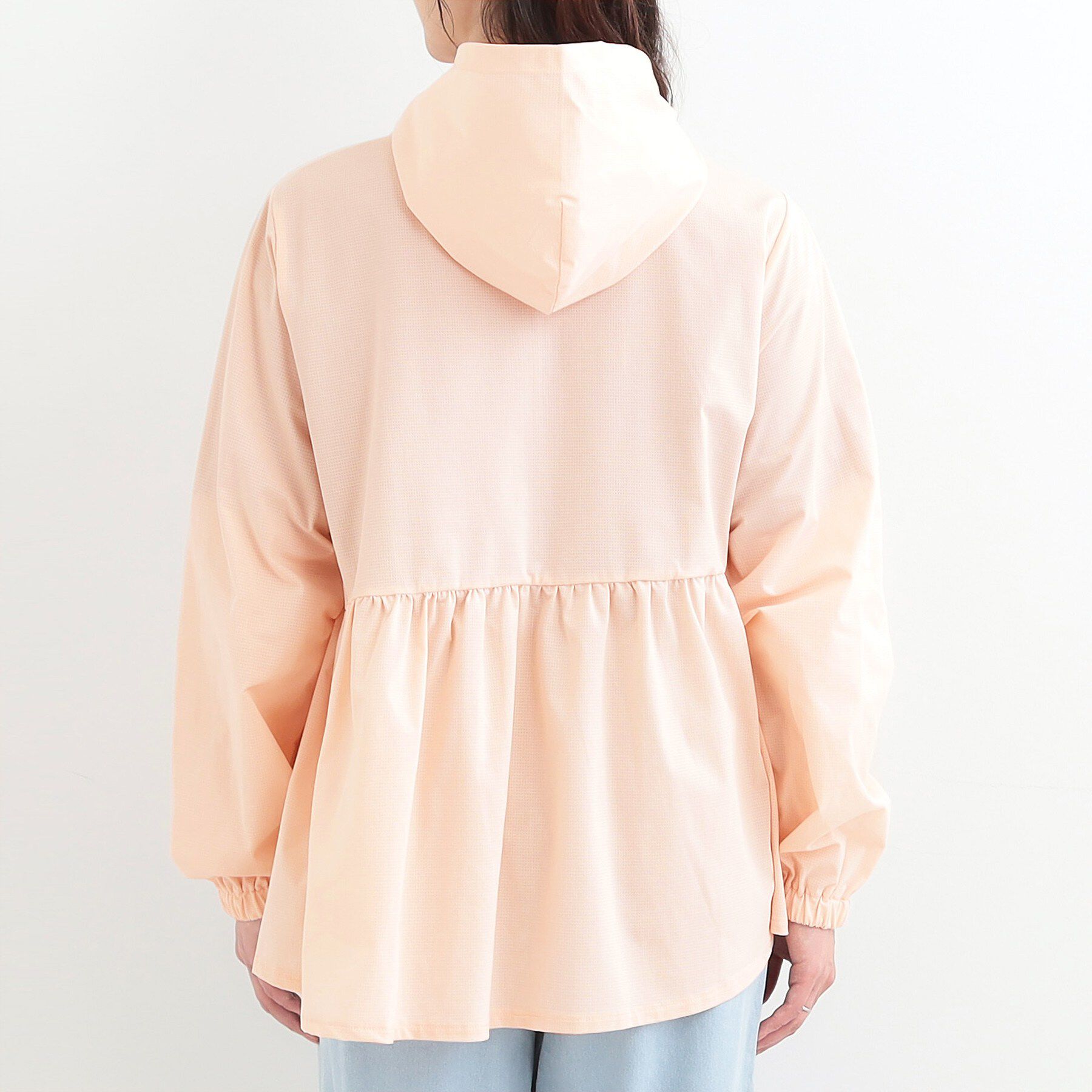 SHOO･LA･RUE「【UV/ひんやり/S-LL/体型カバー】女性らしさ溢れるペプラムデザイン メタルジップパーカー」|ブルゾン・スタジャン|