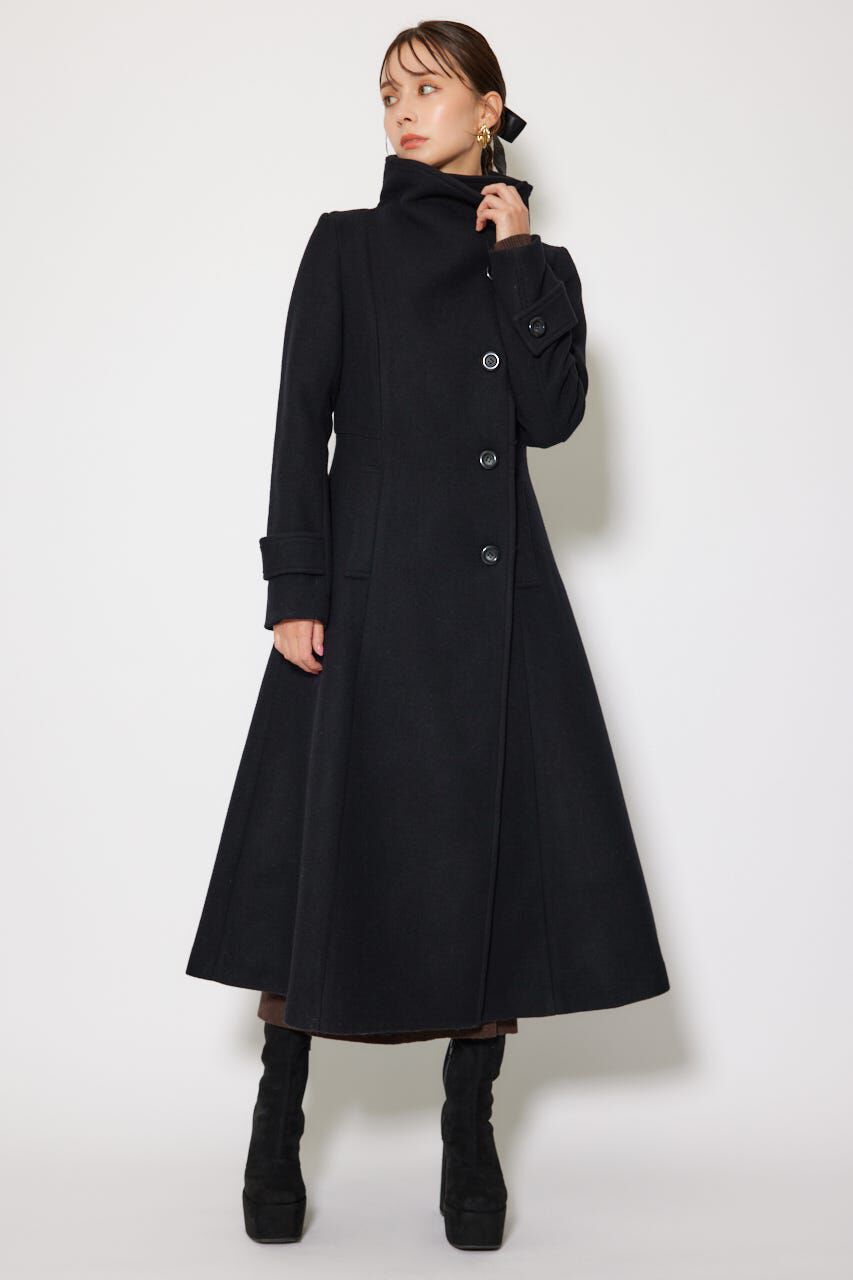 rienda「25オーバーネックシンデレララインコート」|その他|BLK