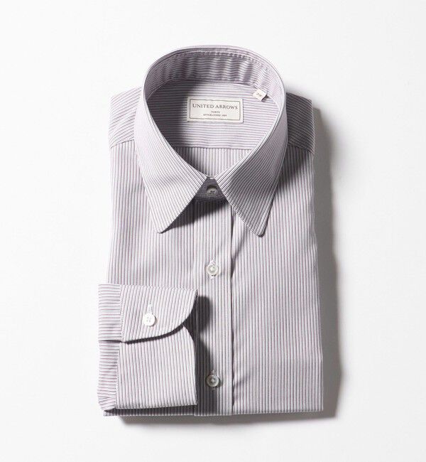 UNITED ARROWS「イージーケア AG オルタネイトストライプ ラウンドレギュラーカラーシャツ 抗菌防臭」|シャツ・ブラウス|WINE