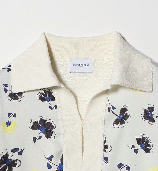 UNITED ARROWS「６分袖 プリント ニット コンビ シャツ ‐ウォッシャブル‐」|シャツ・ブラウス|