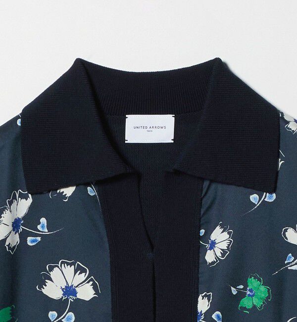 UNITED ARROWS「６分袖 プリント ニット コンビ シャツ ‐ウォッシャブル‐」|シャツ・ブラウス|
