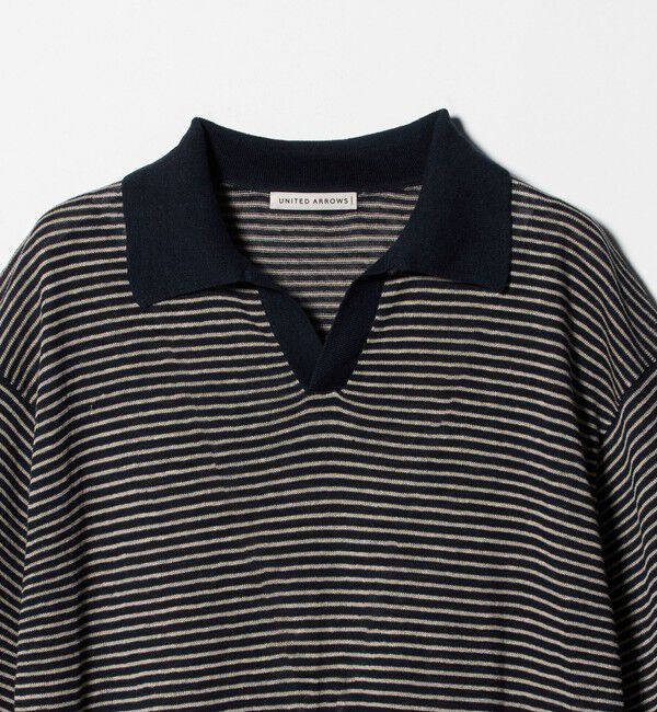 UNITED ARROWS「リネン/コットン ボーダー スキッパー ポロシャツ」|ポロシャツ|