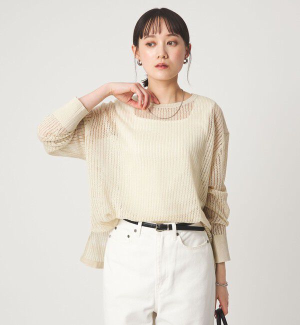 UNITED ARROWS green label relaxing「フレンチリネン メッシュ プルオーバー ニット」|ニット・セーター|