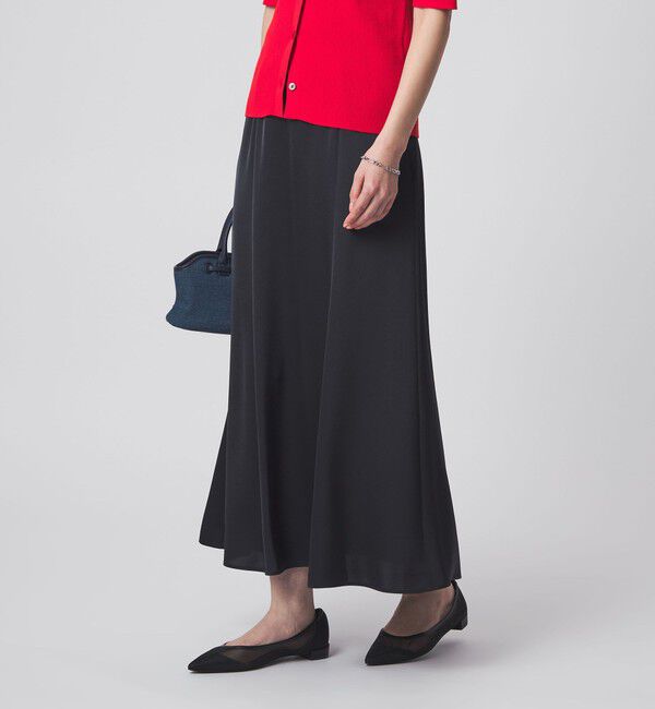 UNITED ARROWS green label relaxing「サテン セミナロー スカート」|フレア|