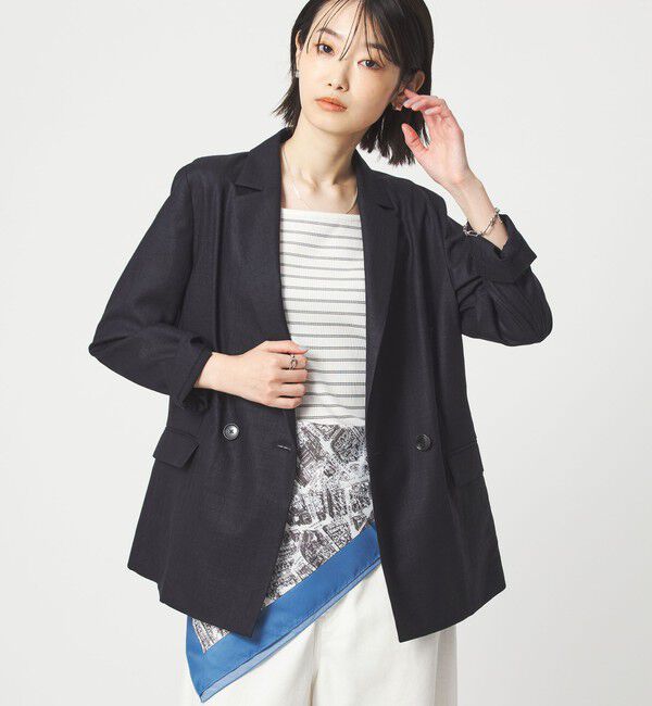 UNITED ARROWS green label relaxing「［size SHORTあり］ライト リネンライク ジャケット UVカット 通気性」|テーラードジャケット|NAVY