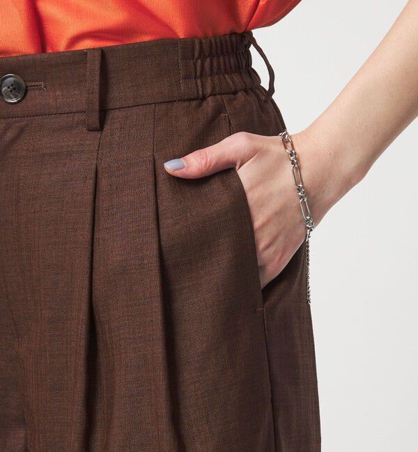 UNITED ARROWS green label relaxing「［size SHORT/TALLあり］ライト リネンライク タック ワイドパンツ UVカット 通気性」|スラックス|