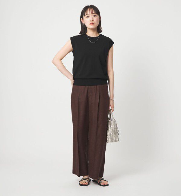 UNITED ARROWS green label relaxing「フレンチスリーブ ニット ウォッシャブル 接触冷感 UVカット」|ニット・セーター|