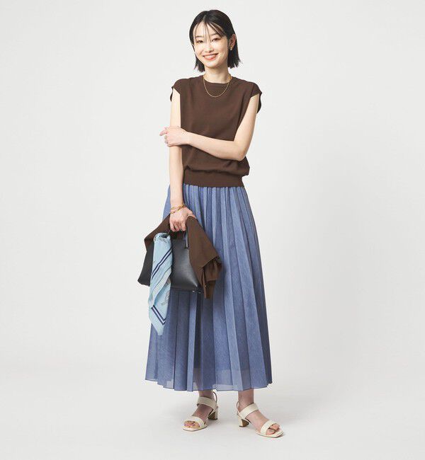 UNITED ARROWS green label relaxing「フレンチスリーブ ニット ウォッシャブル 接触冷感 UVカット」|ニット・セーター|