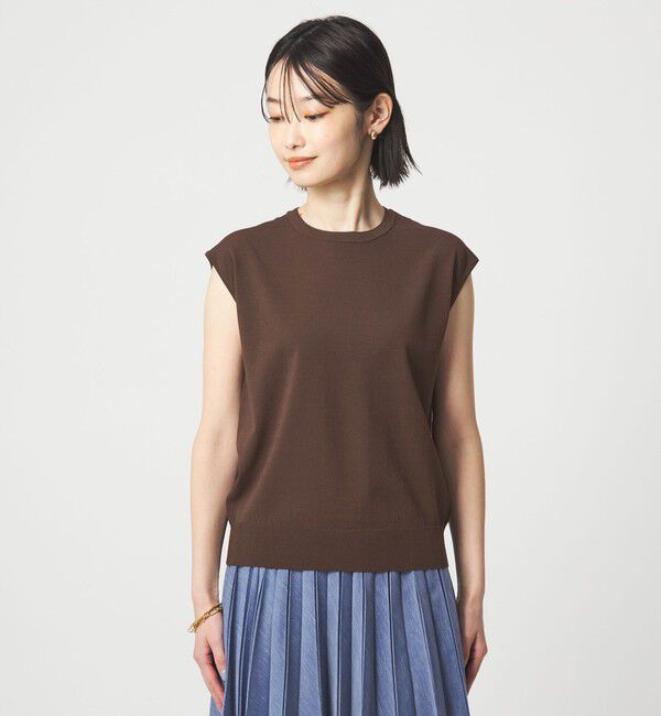 UNITED ARROWS green label relaxing「フレンチスリーブ ニット ウォッシャブル 接触冷感 UVカット」|ニット・セーター|