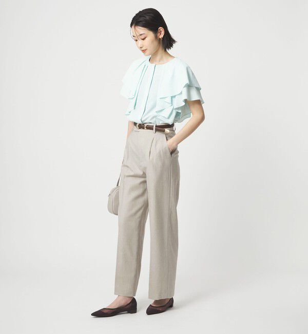 UNITED ARROWS green label relaxing「［size SHORT/TALLあり］ライト リネンライク ストレート パンツ UVカット 通気性」|スラックス|