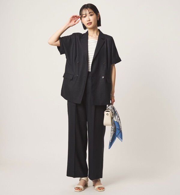 UNITED ARROWS green label relaxing「［size SHORT/TALLあり］ライト リネンライク ストレート パンツ UVカット 通気性」|スラックス|