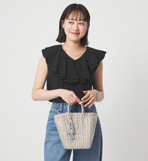 UNITED ARROWS green label relaxing「100/2 ラッフルカラー ノースリーブ ブラウス」|シャツ・ブラウス|