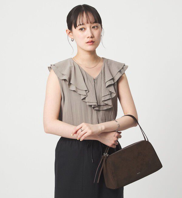 UNITED ARROWS green label relaxing「100/2 ラッフルカラー ノースリーブ ブラウス」|シャツ・ブラウス|MOCA