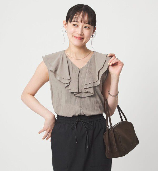 UNITED ARROWS green label relaxing「100/2 ラッフルカラー ノースリーブ ブラウス」|シャツ・ブラウス|