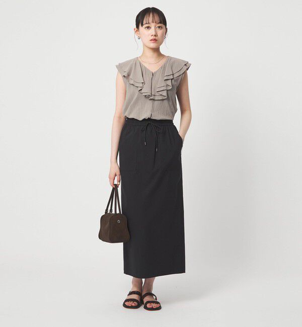 UNITED ARROWS green label relaxing「100/2 ラッフルカラー ノースリーブ ブラウス」|シャツ・ブラウス|