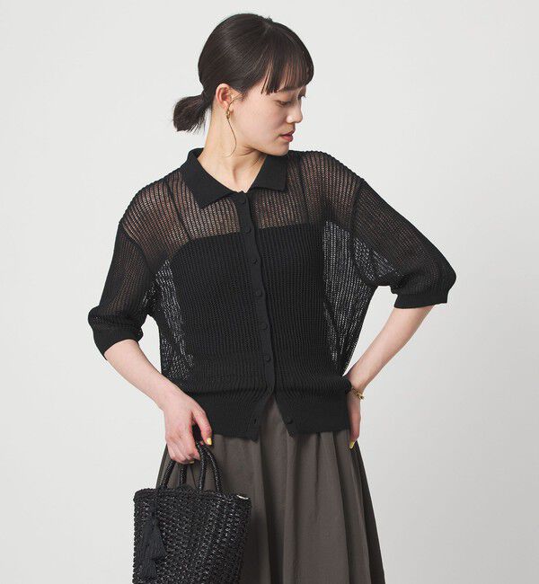 UNITED ARROWS green label relaxing「メッシュ ポロカーディガン ニット ウォッシャブル」|カーディガン|