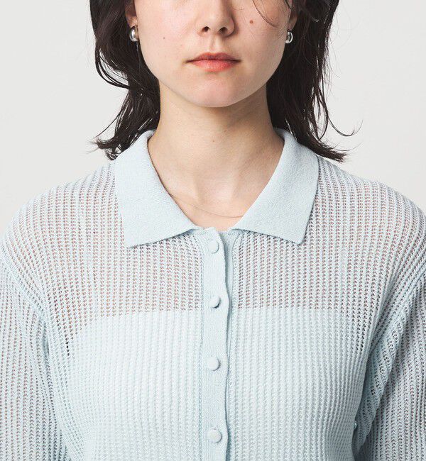 UNITED ARROWS green label relaxing「メッシュ ポロカーディガン ニット ウォッシャブル」|カーディガン|