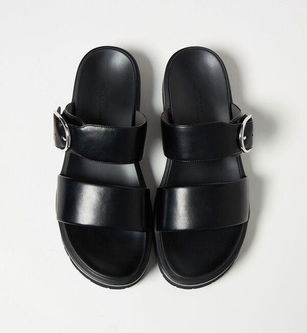 UNITED ARROWS green label relaxing「ダブルベルト プラット サンダル」|サンダル|BLACK