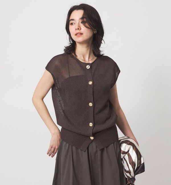 UNITED ARROWS green label relaxing「ペーパー ボタン 2WAY ジレ ウォッシャブル」|ニット・セーター|