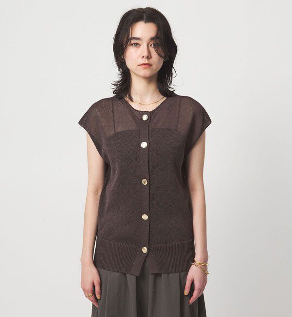 UNITED ARROWS green label relaxing「ペーパー ボタン 2WAY ジレ ウォッシャブル」|ニット・セーター|