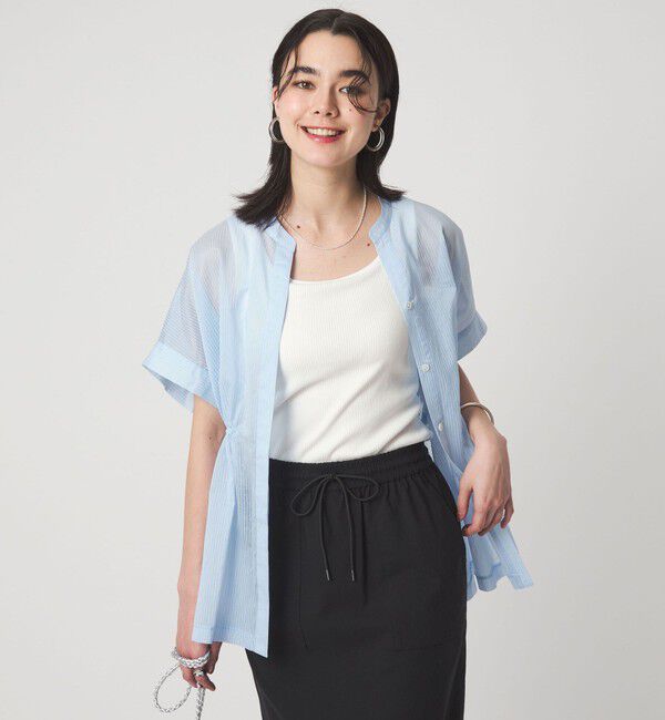 UNITED ARROWS green label relaxing「【結論シリーズ】ギャザーハイウエストブラウス［size SHORTあり］」|シャツ・ブラウス|