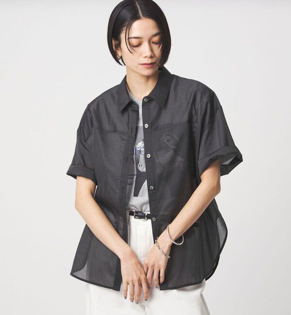 UNITED ARROWS green label relaxing「【結論シリーズ】リボンハイウエストシャツ［size SHORTあり］」|シャツ・ブラウス|