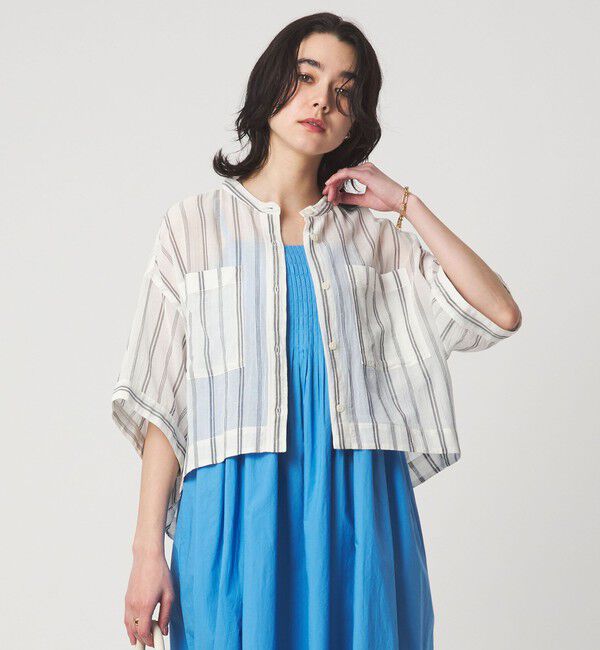 UNITED ARROWS green label relaxing「100/2 ポケット ストライプ シャツ」|シャツ・ブラウス|OFF WHITE