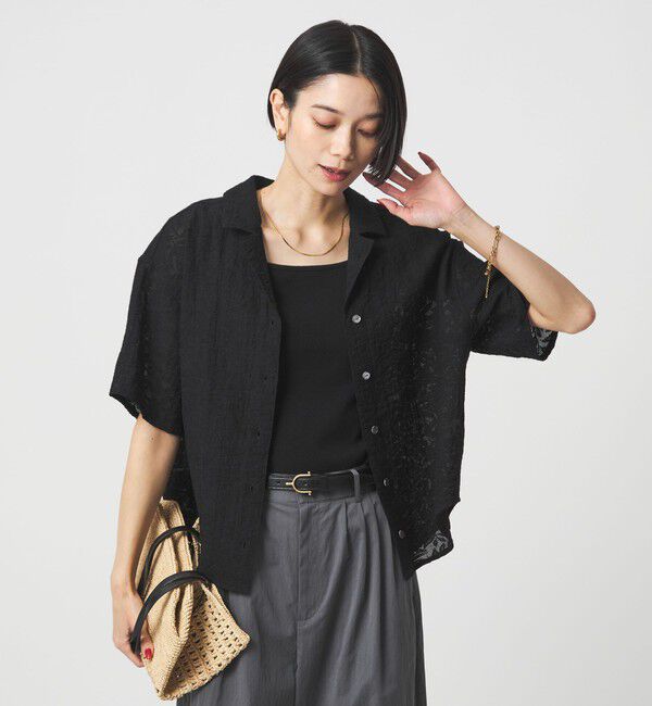 UNITED ARROWS green label relaxing「ジャガード シャツ」|シャツ・ブラウス|BLACK