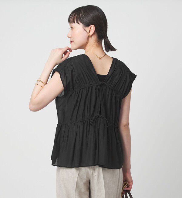 UNITED ARROWS green label relaxing「ボリューム 2WAY リボン ノースリーブ ブラウス」|シャツ・ブラウス|BLACK