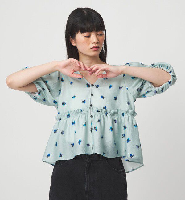 EMMEL REFINES「＜EMMEL REFINES＞EM フラワープリント パフスリーブ ブラウス」|シャツ・ブラウス|