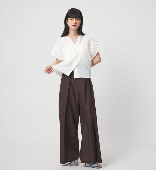 EMMEL REFINES「＜EMMEL REFINES＞EM ピンタック キーネック ブラウス」|シャツ・ブラウス|