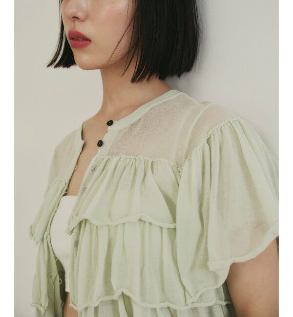 EMMEL REFINES「＜EMMEL REFINES＞EM ティアードフリル シアー カーディガン」|カーディガン|