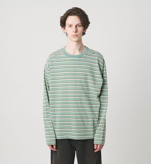 MONKEY TIME「ウォッシュド ボーダー ロングスリーブ Tシャツ」|Tシャツ・カットソー|